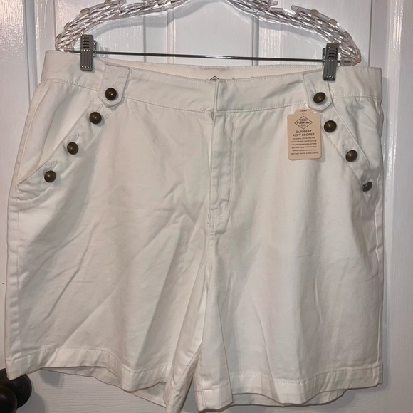 St. John's Bay Pants - St. John's Bay White Button-Accent Shorts